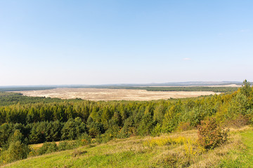 Fototapeta na wymiar View on the Bledowska Desert from Czubatka Hill in Klucze (Poland)