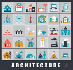 Buildings and architecture icons set.