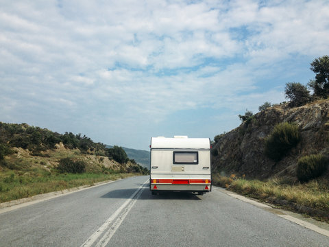 Camping trailer on the road