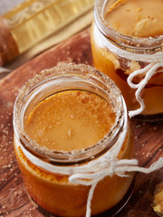 Homemade panna cotta close-up