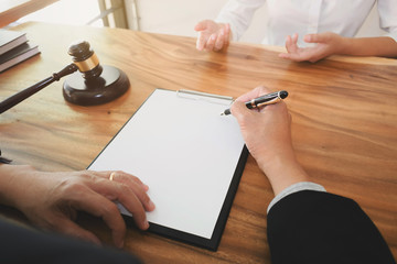 tribunal and justice concept, Consultation with insurance lawyer and customer