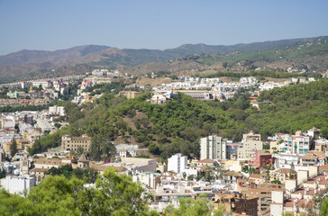 Fototapeta na wymiar A view from the Gibralfaro Castle in Malaga, Andalusia, Spain 