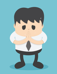 Business people who regret  show hand gesture, excuse me, in the form of Thailand,sorry