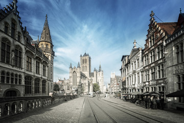 Fototapeta na wymiar Historic houses in Ghent, Belgium