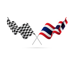 Checkered and Thailand flags. Vector illustration.