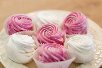 zephyr or marshmallow dessert on plate