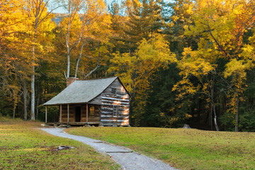 Carter Shields Cabin sits peacefully off of Cade's Cove Loop in Great Smoky Mountains National Park