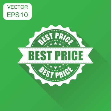 Best price sale rubber stamp icon. Business concept best price stamp pictogram. Vector illustration on green background with long shadow.