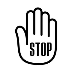 Obraz premium Hand palm open stop up logo. Outline style.