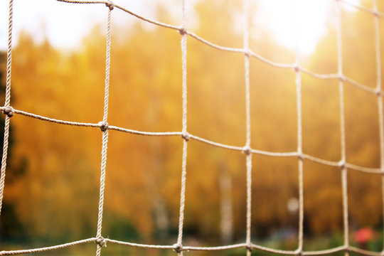 Soccer or football net background, autumn