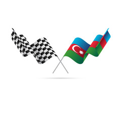 Checkered and Azerbaijan flags. Vector illustration.