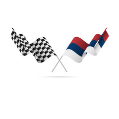 Checkered and Serbia flags. Vector illustration.