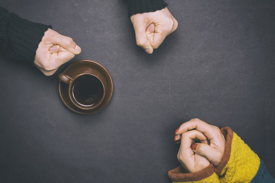 A man and a woman in conflict.