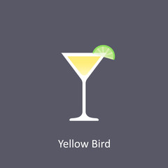 Yellow Bird cocktail icon in flat style on dark background