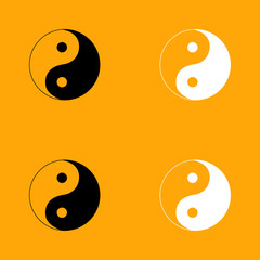 Yin Yang symbol set black and white icon .