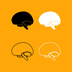 Brain set black and white icon .