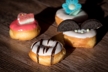 Sweet donuts on the table