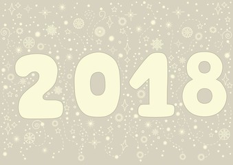 Happy new year 2018! Greeting card.