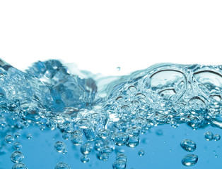 Bubbling Water Splash on White Background