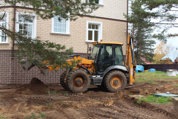 Obraz premium Tractor JCB is working. 