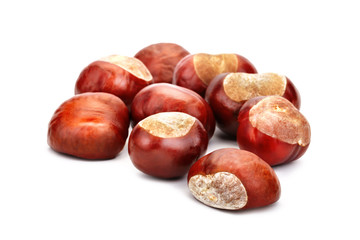 Chestnuts on a white background. An isolated object.