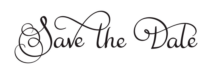 Wedding save the date calligraphy lettering text. Vintage art design vector