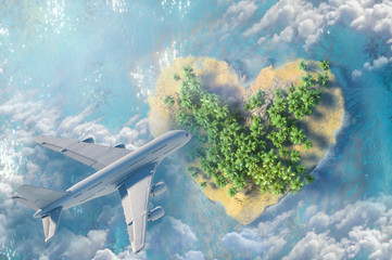 3D Illustration of  Heart Shaped Paradise Island