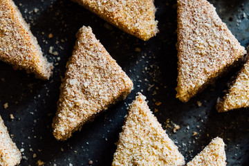 Homemade tofu nuggets on a sheet pan