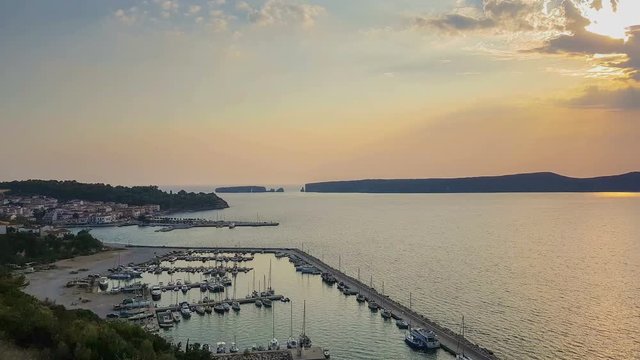 Aerial view of Pylos in Peloponnese in Greece. A beautiful touristic destination.
