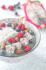 Bowl of pudding with superfoods