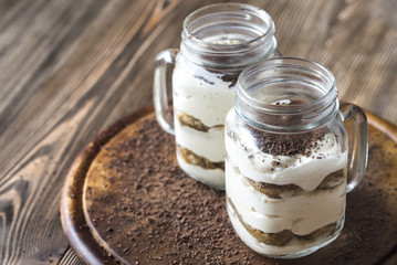 Tiramisu in the mason jars