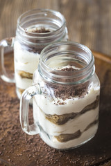 Tiramisu in the mason jars