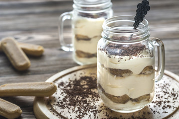Tiramisu in the mason jars