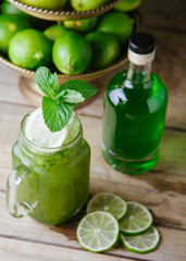 Refreshing mint and lime lemonade