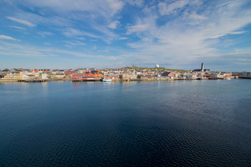Fototapeta na wymiar The town of Vardo in Finnmark county, Norway. Vardo is the easternmost town in Norway.