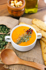 bowl of delicious pumpkin soup