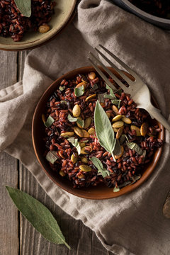 Heirloom Black and Red Rice with Pumpkin Seeds and Sage