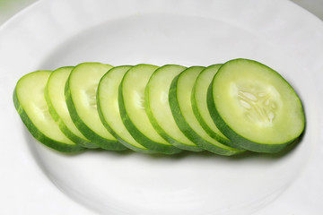 cucumber circles in white plate