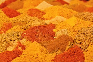Spices in bazaar in Iran with Saffron