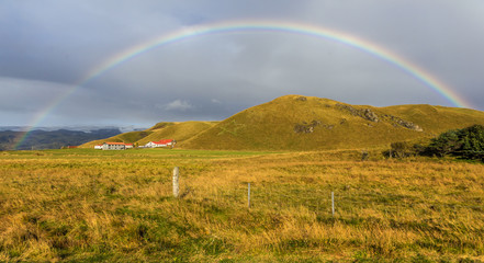 Iceland rural Farm with Rainbow