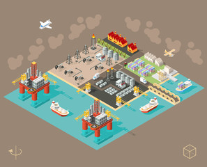 Set of Isometric High Quality City Element on Brown Background . City