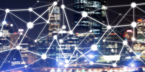 Modern wireless technologies as means of communucation and networking on dark background