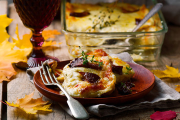 Wild mushrooms lasagna.style rustic