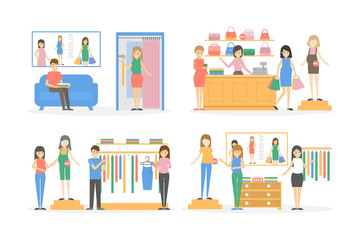 Inside maternity shop.