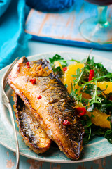 grilled mackerel with orange chilli.style rustic