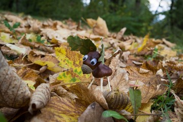 Chestnut animal figure in the park. Slovakia