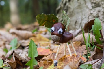 Chestnut animal figure in the park. Slovakia