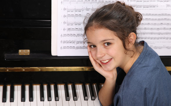 Young girl and piano