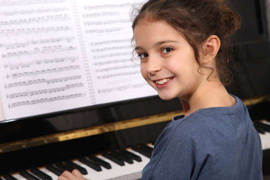 Young girl and piano