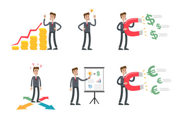 Businessman illustrations set.